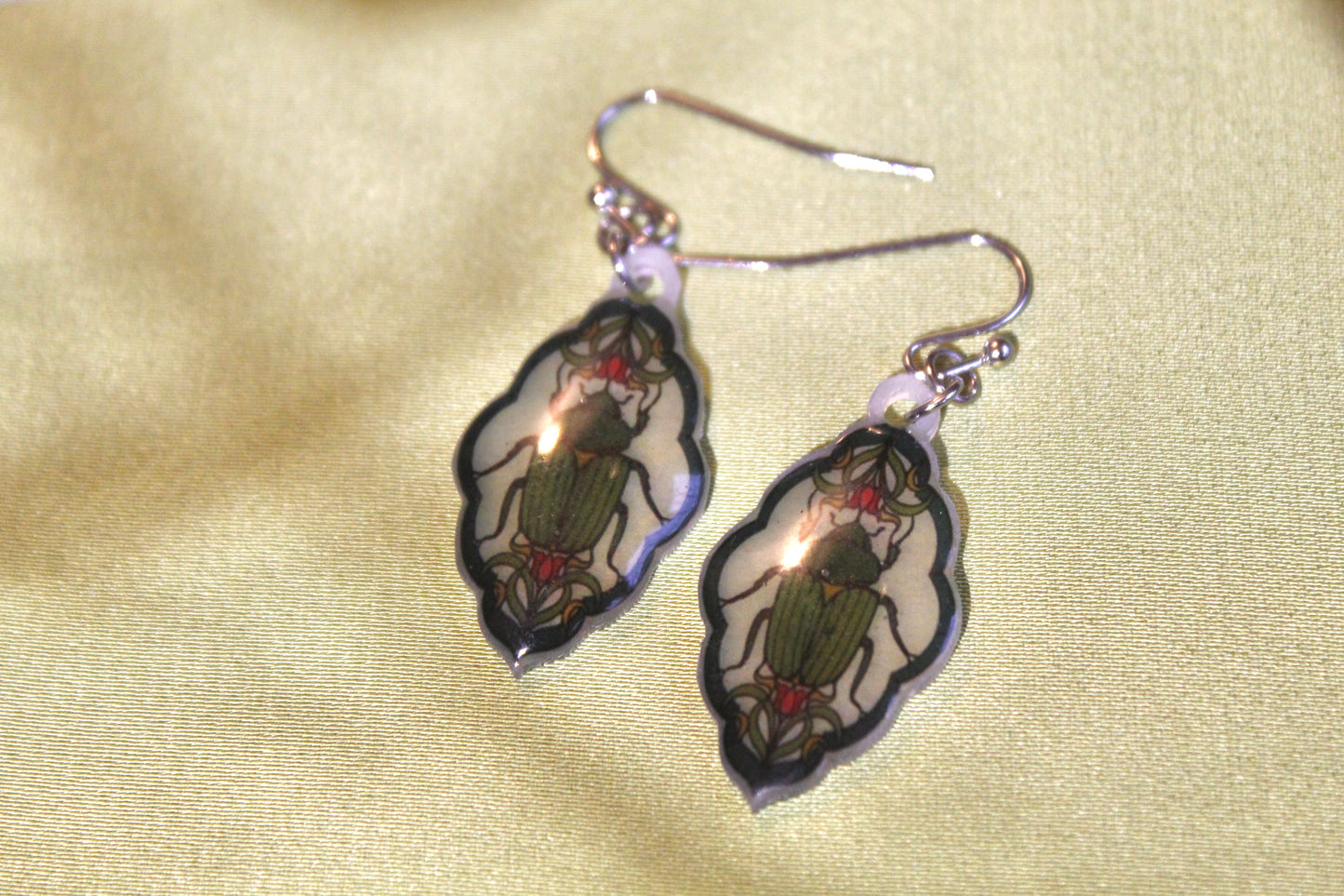 Beetle stained glass dangles