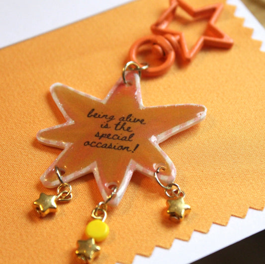 “Being alive is the special occasion” keychain or bag charm